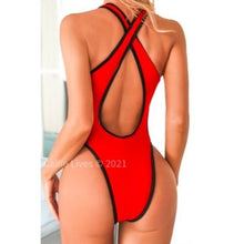Load image into Gallery viewer, Wholesale Xena Red Future: Metal Buckle Monokini Swimsuit LARGE
