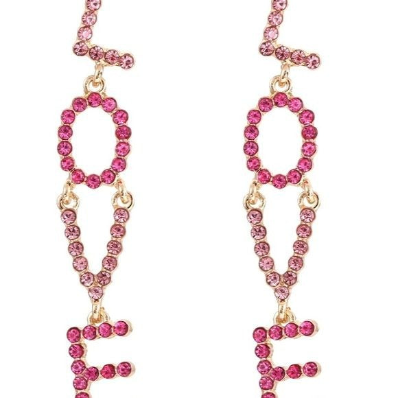Wholesale Callie LOVE Stacked & Dangling Jeweled Rhinestone Earrings