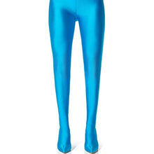 Load image into Gallery viewer, Wholesale Stasia Turquoise: Shiny Stretch Biker Pant Boot with Stiletto Heel 2 Pack 7.5 8
