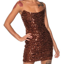 Charger l&#39;image dans la galerie, Callie Lives When You Need Me: Bronzy Brown Sequin Tube Dress S
