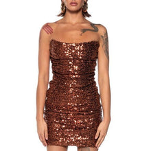 Charger l&#39;image dans la galerie, Callie Lives When You Need Me: Bronzy Brown Sequin Tube Dress S
