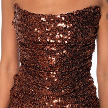 Charger l&#39;image dans la galerie, Callie Lives When You Need Me: Bronzy Brown Sequin Tube Dress S
