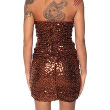 Charger l&#39;image dans la galerie, Callie Lives When You Need Me: Bronzy Brown Sequin Tube Dress S
