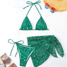 Lade das Bild in den Galerie-Viewer, Stasia Paisley: Bandana Print String Triangle Bikini
