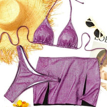 Lade das Bild in den Galerie-Viewer, Stasia 3006: Shimmery Holographic Bikini Skirt Set
