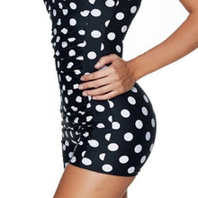 Load image into Gallery viewer, Elaine Retro Mod: Polka Dot Plus Size halter Padded Romper Shorts Swimsuit XXL
