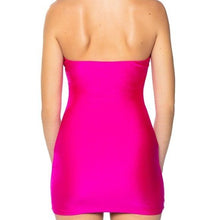 Cargar imagen en el visor de la galería, Stasia Shining: Pink Stretch Satin Mini  Bodycon Biker Dress XL

