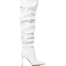 Charger l&#39;image dans la galerie, Callie White: Ruched Thigh High Boot 7.5
