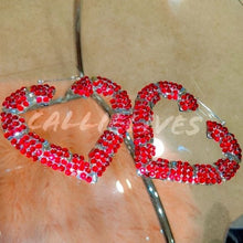 Cargar imagen en el visor de la galería, Callie Red: Bamboo Hearts: Bling 90s Style Earring
