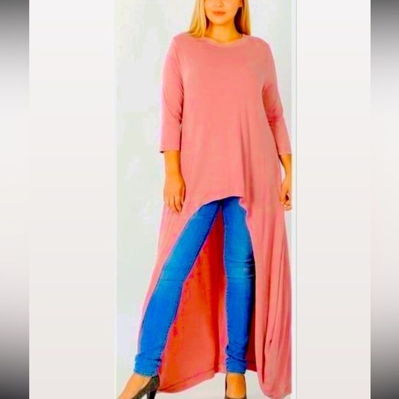 Callie Lives Flow: Zenana Hi Low CORAL PINK Tunic Top Large