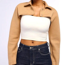 Lade das Bild in den Galerie-Viewer, Callie Lives Miz Yuki Crop Bolero Working Tan Shacket Jacket
