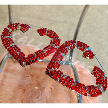 Cargar imagen en el visor de la galería, Callie Red: Bamboo Hearts: Bling 90s Style Earring
