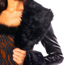 Cargar imagen en el visor de la galería, Wholesale Xena Vegan: Faux Leather &amp; Fur Collar Cropped Bolero 2 Pack: L &amp; XL
