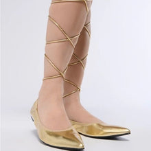 Load image into Gallery viewer, Callie Lives Elaine Gold Wrap &amp; Lace Up AZALEA WANG GOLD BALLET FLAT 8
