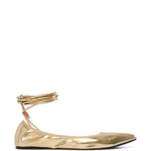 Load image into Gallery viewer, Callie Lives Elaine Gold Wrap &amp; Lace Up AZALEA WANG GOLD BALLET FLAT 8
