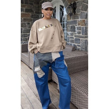 Load image into Gallery viewer, Callie Trifecta: Mixed Denim Khaki Camo Cargo Harem Jeans

