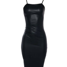 Cargar imagen en el visor de la galería, Xena Pleated Azalea Wang 4-WAY Stretch Black Vegan Leather Maxi Midi Dress
