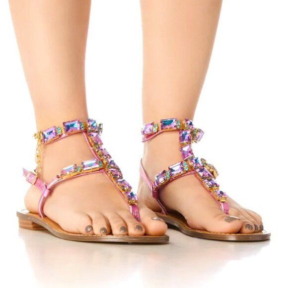 Callie Lives AZALEA WANG Suvi Pink Embellished Sandal 8