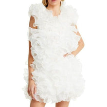 Cargar imagen en el visor de la galería, Stasia&#39;s Fool for Tulle: All White 3D Floral Mini Garden Party Dress L
