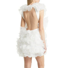 Cargar imagen en el visor de la galería, Stasia&#39;s Fool for Tulle: All White 3D Floral Mini Garden Party Dress L
