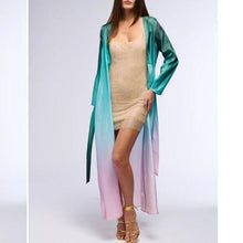 Charger l&#39;image dans la galerie, Callie Mermaid Ombre Emerald Green to Lilac Purple Duster Robe Large
