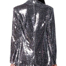 Load image into Gallery viewer, Callie Holiday Sequin Fitted Suit Blazer &amp; Shorts In Hematite Small
