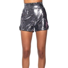 Load image into Gallery viewer, Callie Holiday Sequin Fitted Suit Blazer &amp; Shorts In Hematite Small
