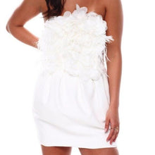 Load image into Gallery viewer, Callie Flowered &amp; Feathered: Mini Cami Hip Enhancing Cocktail Dress L
