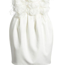 Load image into Gallery viewer, Callie Flowered &amp; Feathered: Mini Cami Hip Enhancing Cocktail Dress L
