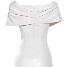 Charger l&#39;image dans la galerie, Callie-White Off-Shoulder Ruched Waist Vegan Mini Dress S
