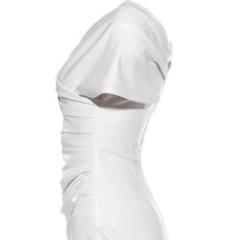 Charger l&#39;image dans la galerie, Callie-White Off-Shoulder Ruched Waist Vegan Mini Dress S
