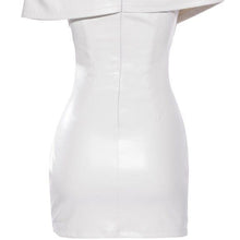 Charger l&#39;image dans la galerie, Callie-White Off-Shoulder Ruched Waist Vegan Mini Dress S
