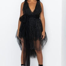 Charger l&#39;image dans la galerie, Callie Lives Stasia Akira Tulle Bling: Rhinestone Mini Black Tulle Dress Small
