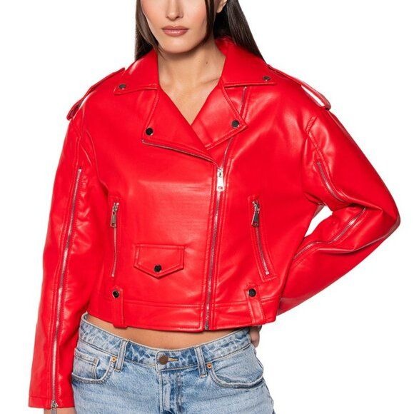 Xena Vamp: Akira Red Cape Moto Jacket Plus Size 3X