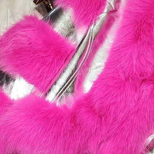 Lade das Bild in den Galerie-Viewer, STASIA 3006 Akira Loverboy Silver Pink Faux Fur Moto Jacket Large
