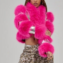 Lade das Bild in den Galerie-Viewer, STASIA 3006 Akira Loverboy Silver Pink Faux Fur Moto Jacket Large
