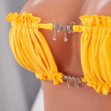 Cargar imagen en el visor de la galería, Stasia Booblicious Bold Yellow Dangling Rhinestone Charm String Bikini
