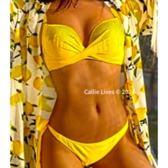 Callie Bling: Dripping Rhinestones Yellow Bikini LARGE