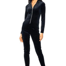 Lade das Bild in den Galerie-Viewer, Callie Lives Xena Black Velvet: Smooth as Night Jumpsuit S
