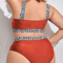 Carica l&#39;immagine nel visualizzatore di Gallery, Callie Wild Blaze: Burnt Orange Plus Size Padded Leopard  Print Bikini
