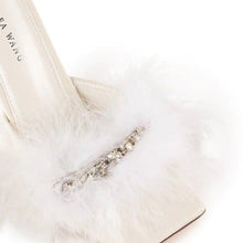 Ladda upp bild till gallerivisning, Callie Summer Bling Bride: White Feathered &amp; Flirty Stiletto Heel
