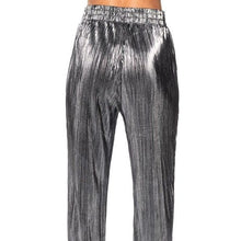 Load image into Gallery viewer, Elaine Pleats Please: Silver Metallic Palazzo Pant M
