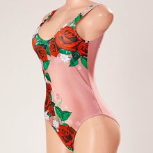 Load image into Gallery viewer, rose vine blush pink one piece swimsuit
