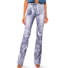 Load image into Gallery viewer, Elaine Friday Flare: Stretch Denim Print Jeggings Medium
