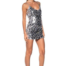 Load image into Gallery viewer, Callie Big Coins: Sequin Silver Scoop Neck Mini Dress
