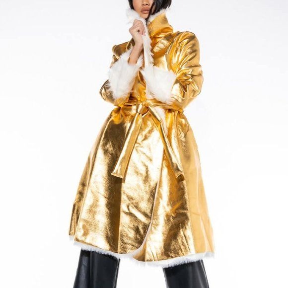 Wholesale Callie Gold Show: Oversized Fur-Lined Belted Trench 2 Pack