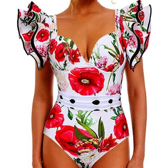 Elaine Betsy Vibe: Ruffle My Dots and Water My Flowers Retro Sweetheart Swimsuit