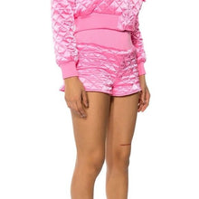 Charger l&#39;image dans la galerie, Stasia Boxing Day: Pink Em Off Quilted Satin Comfy Shorts  L
