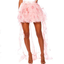 Cargar imagen en el visor de la galería, Stasia Lost In A Dream Pink Rose Floral Tulle High Low Skirt XL
