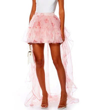 Cargar imagen en el visor de la galería, Stasia Lost In A Dream Pink Rose Floral Tulle High Low Skirt XL
